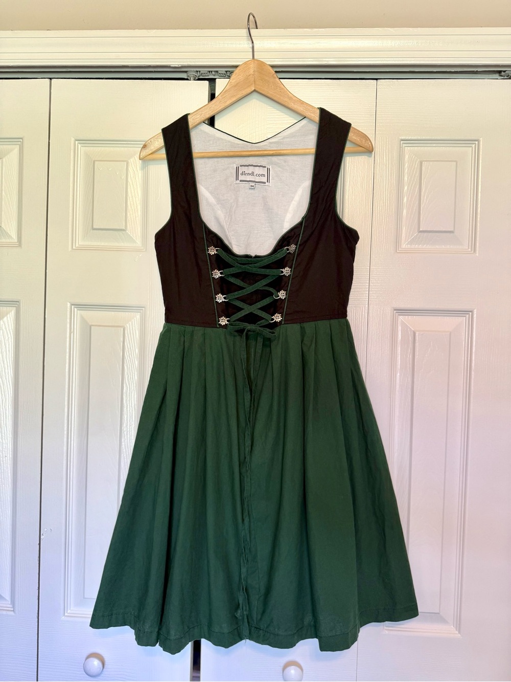 Dirndl Dress Green and Black with Silver Embellishments